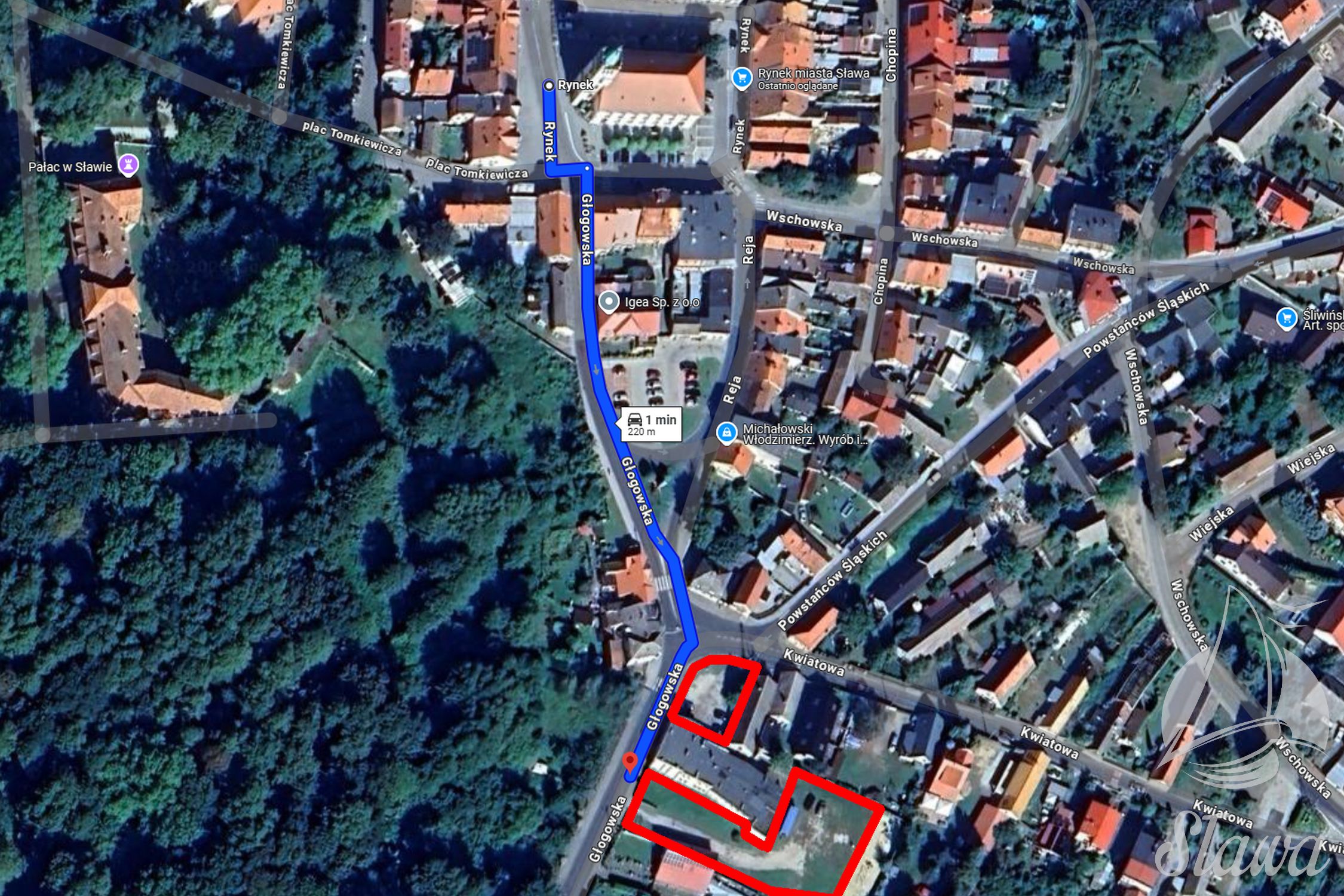 Mapa dojazdu do parkingu