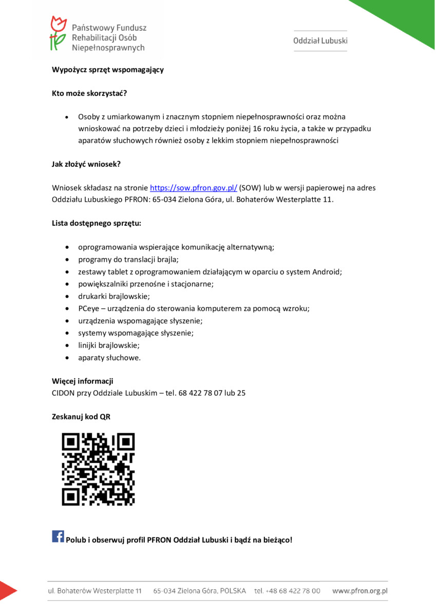 Informacja PFRON Informacja PFRON